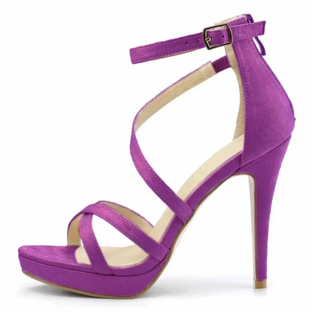 Sandal Strappy Heeled - Damen Sandalen Sommer Sexy Pumps 11cm