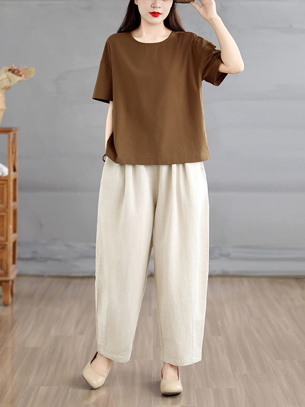 Linen Pant Wide - Sommerliches Ethno-Set für Damen: Lockere Leinenhose