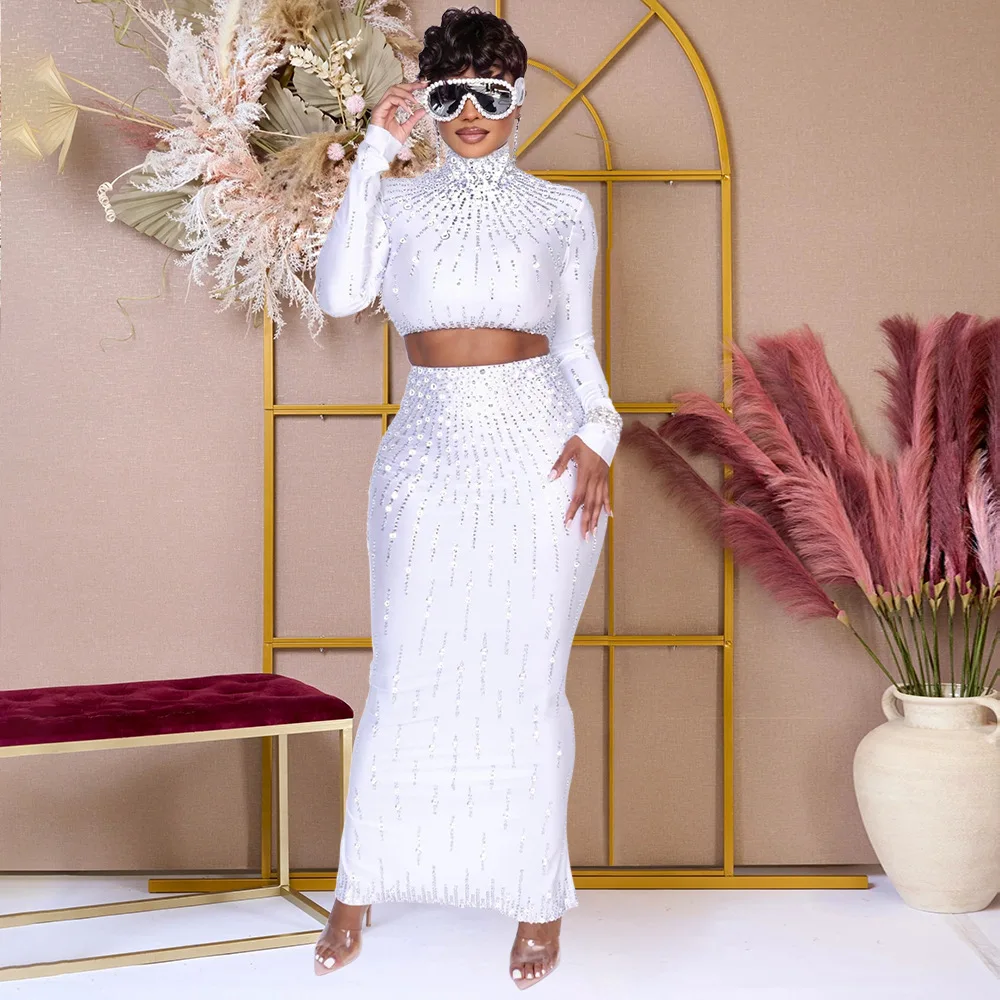 Frauen Set Straße Langarm Prin – Crop Top Crochet Bewertung und Preis