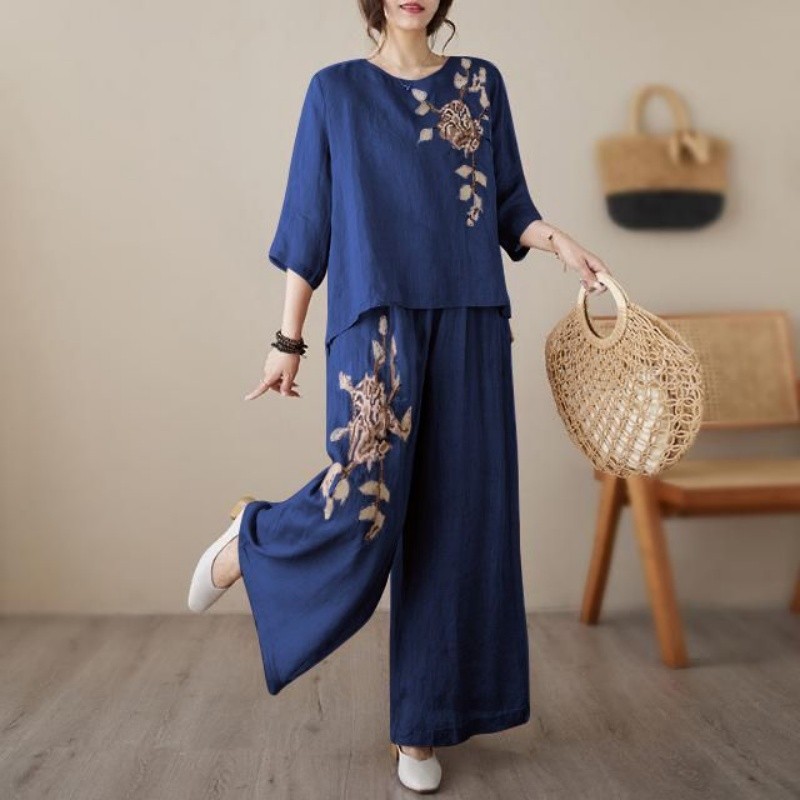 Leinen-Baumwoll-Zweiteiler für – Linen Pant Wide Bewertung und Preis